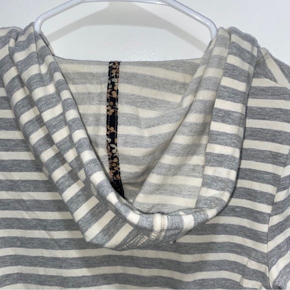 Anthropologie Sat. Sun. Harley Gray Stripe Peplum Zip Hoodie Women’s Small B-1 - Picture 8 of 9